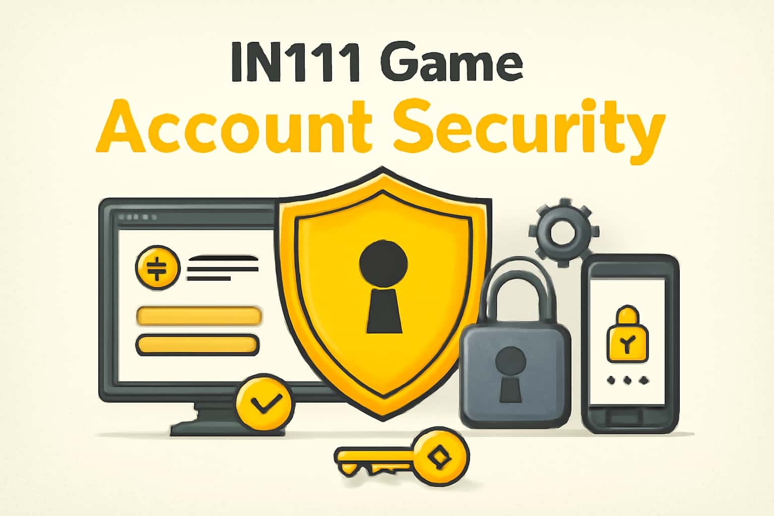 An informative scene depicting IN111 Game Account Security concepts.