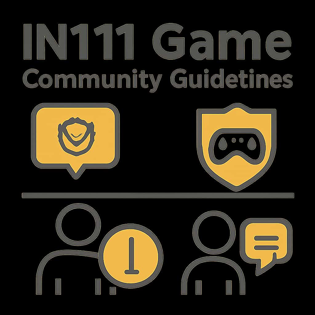 Illustration summarizing the essential aspects of IN111 Game Community Guidelines.
