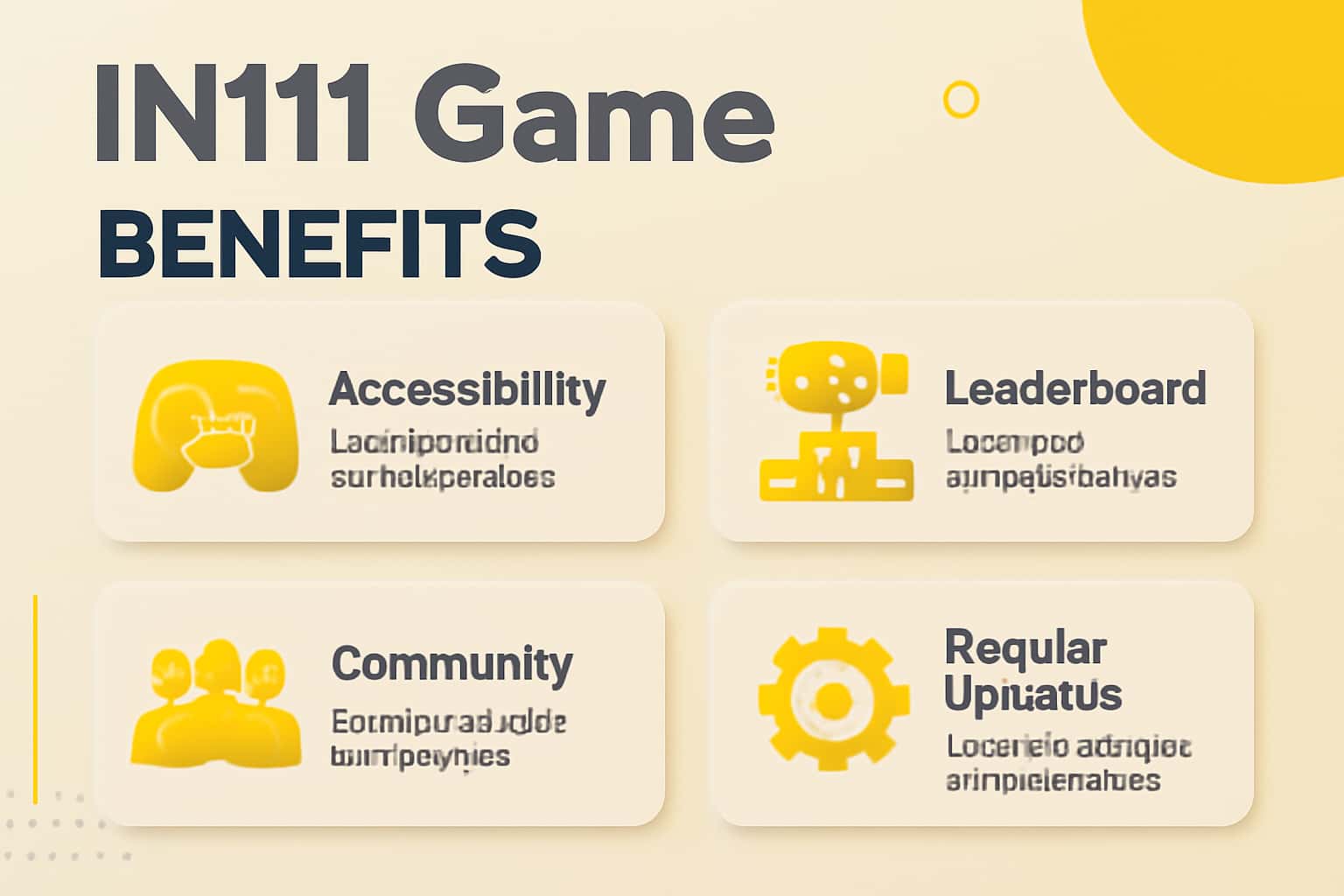 A visual representation of the IN111 Game platform benefits, showcasing the text IN111 Game.