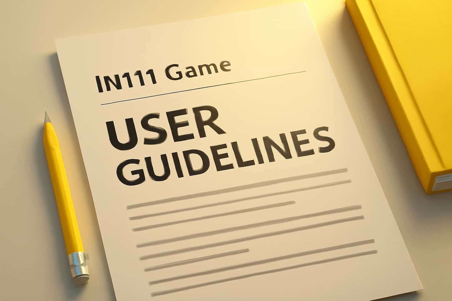 A visually engaging representation of the IN111 Game User Guidelines in a neutral setting.