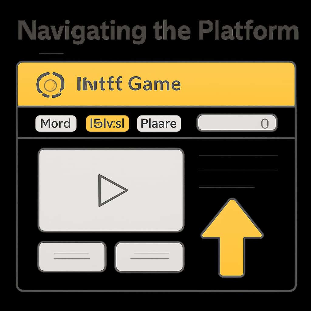 Illustration detailing key navigation features of the IN111 Game platform.