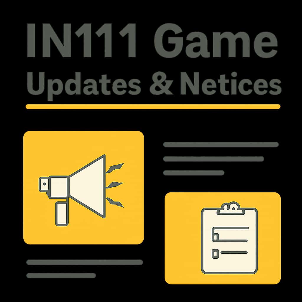 An educational illustration for IN111 Game Updates & Notices.