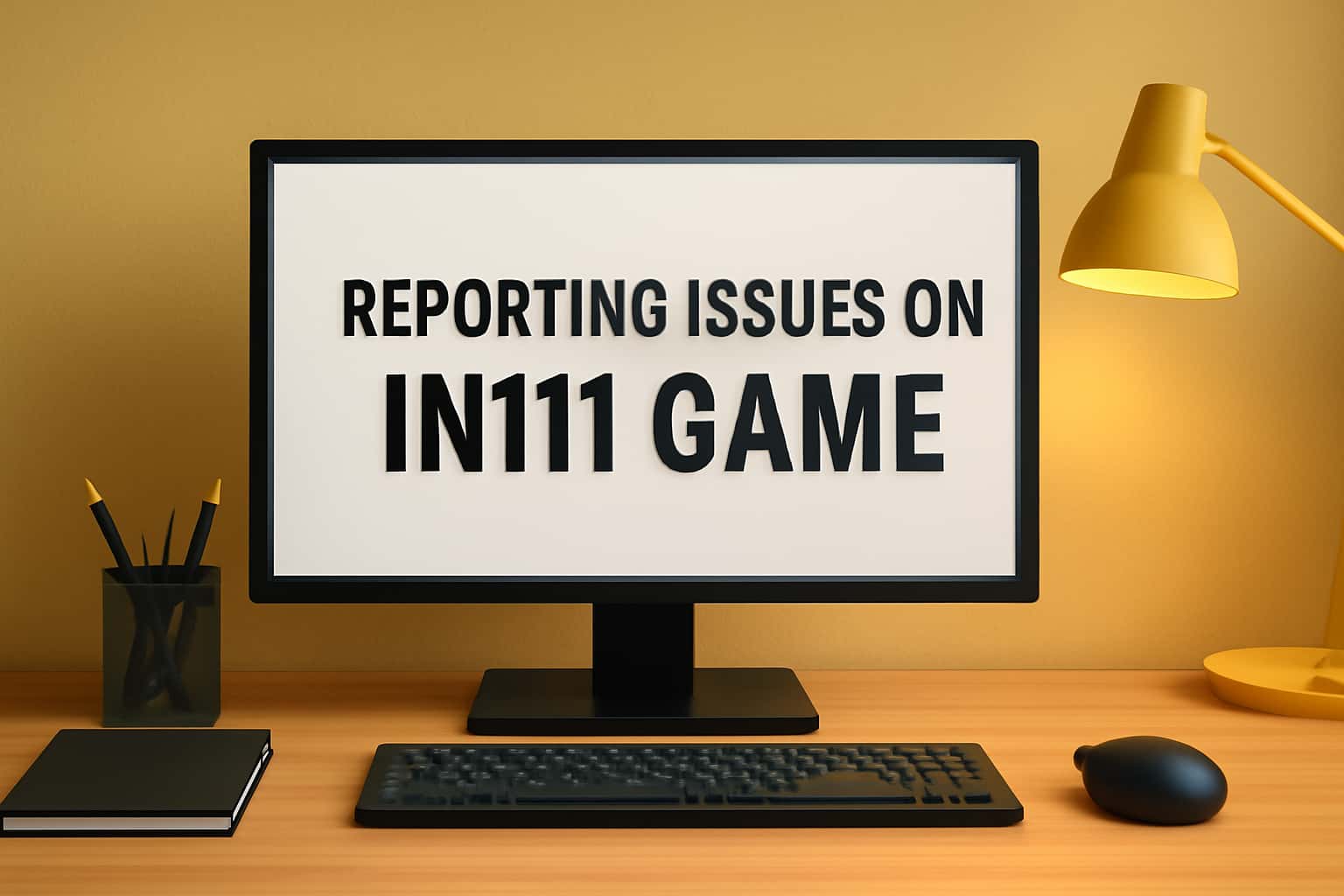 Informative scene about reporting issues on the IN111 Game.