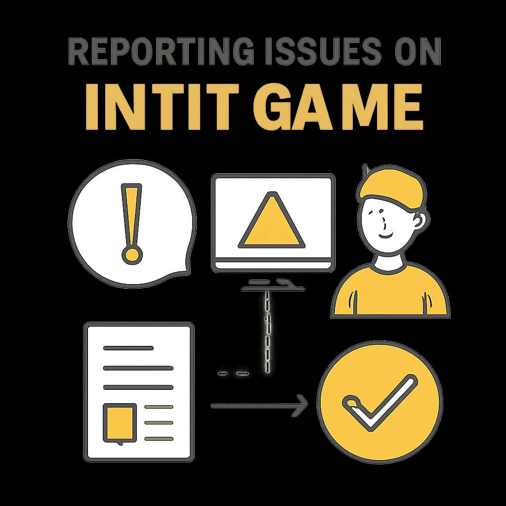 Diagram illustrating the process of reporting issues on the IN111 Game.