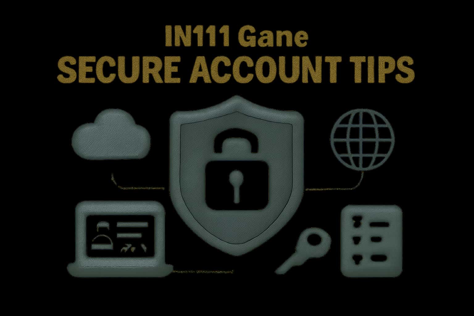An informative visual representation of securing an IN111 Game account with emphasis on security tips.
