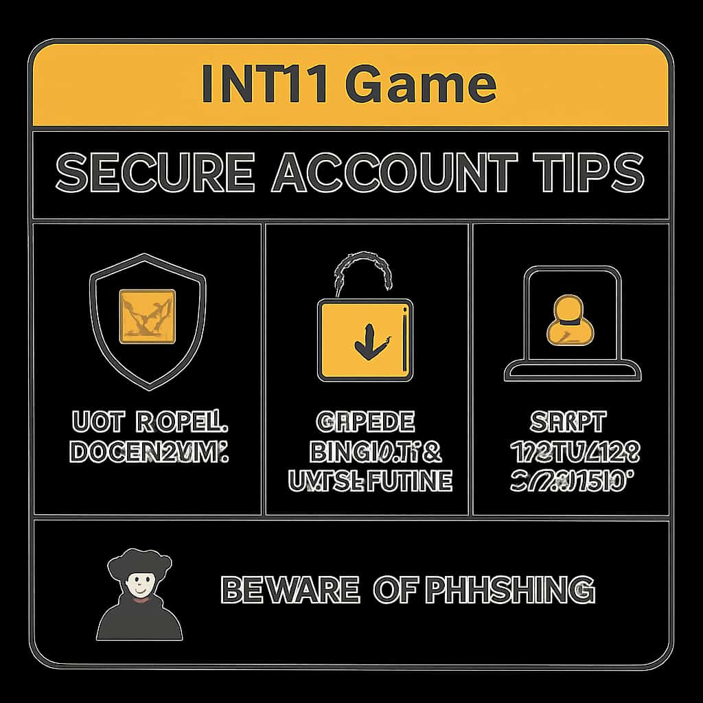 An educational diagram illustrating tips for securing an IN111 Game account.